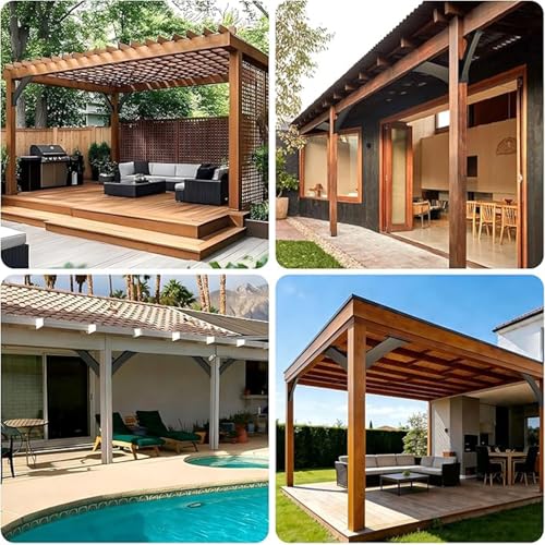 Soporte de Ángulo Interior de 45 Grados para Vigas y Postes de Madera, Soporte Angular para Pergolas, Gazebos y Porches, Resistente, 8 Piezas miniatura 6