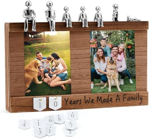EVA murmure Personalized Romantic Wedding and Anniversary Keepsake Box with Family Statue – Wooden Memory Picture Box for Cherished Keepsakes and Ticket Storage – Elegant Couple Gift
