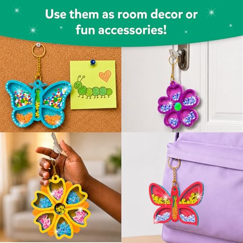 Image of Skillmatics Shake-its - Flowers & Butterflies, Glitter Craft Kit for Kids | DIY Arts & Crafts with Keychains, Mess-Free Activity, Travel Toy, Birthday Gifts for Girls & Boys Ages 4, 5, 6, 7, 8, 9