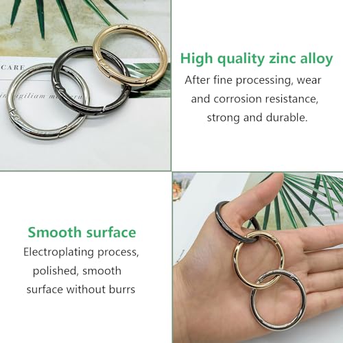 XCSJ 15 x Round Carabiner 40 mm Big Spring Buckle Round Spring Ring Buckle Zinc Alloy Keychain Hook Clips Snap Spring Ring Buckle for Bags Handbags - Image 3