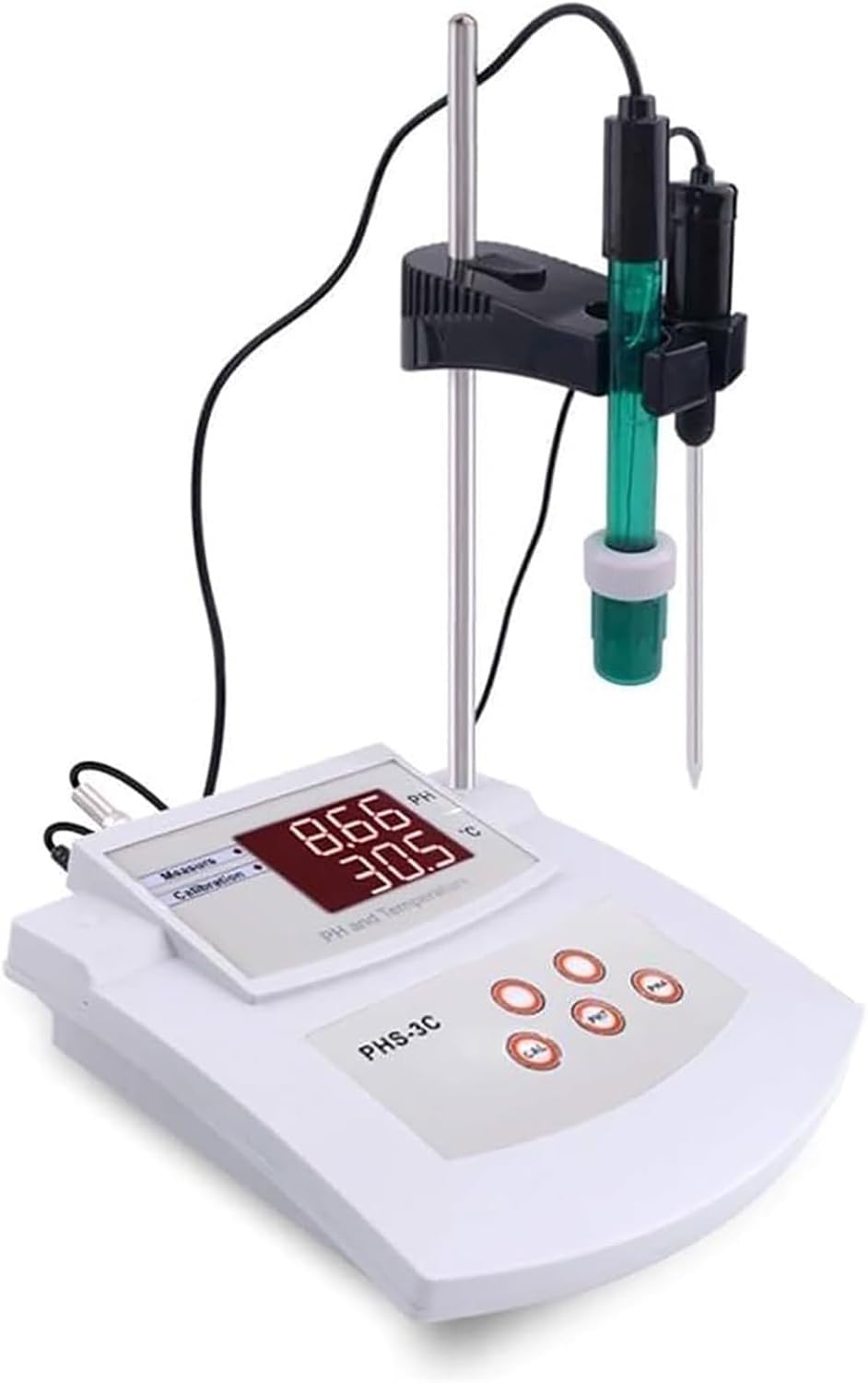 Stołowy miernik PH, laboratoryjny cyfrowy tester PH i temperatury z wyświetlaczem LED, wysoka dokładność 0,01 pH, 0-14pH/0-100℃, 2-punktowa automatyczna kalibracja
