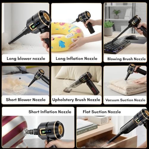Image of Typhoon 4-in-1 Cordless Car Vacuum Cleaner for Home & Car Use | 18000Pa Suction | Upto 110000 RPM Brushless Motor | 6000 mAh | LED Display | 9 Attachments