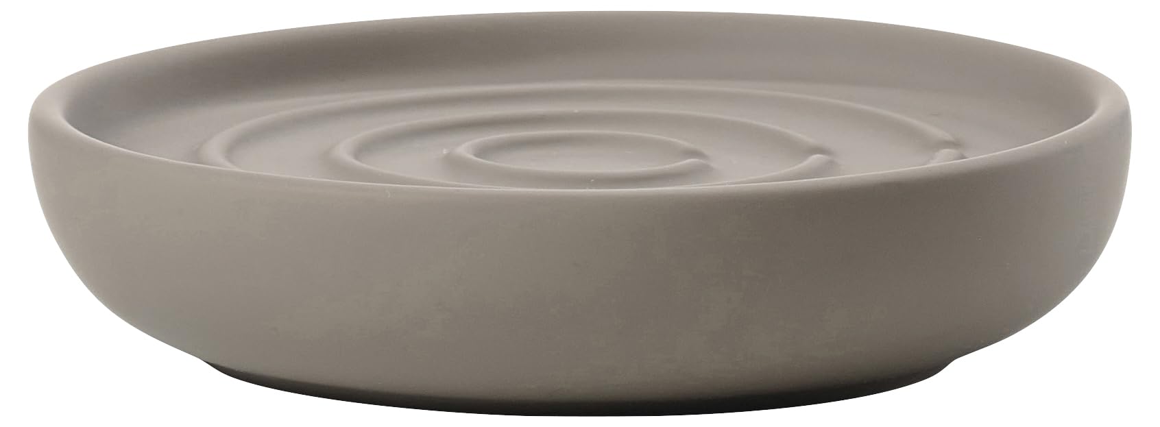 ZONE DENMARK Nova Porcelain Soap Dish with Sophisticated Simplicity Soft Touch Coating - Elevate Your Bathroom Décor, Practical Design, Style and Functionality- (Taupe)