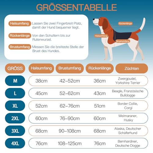 Katzinst Hundejacke Wasserdichter, Warmer Hundejacke für Große Hunde, Hundemantel Fleece, Winterjacke mit Reflektierender Streifen Französische Bulldogge Cheng Rot L