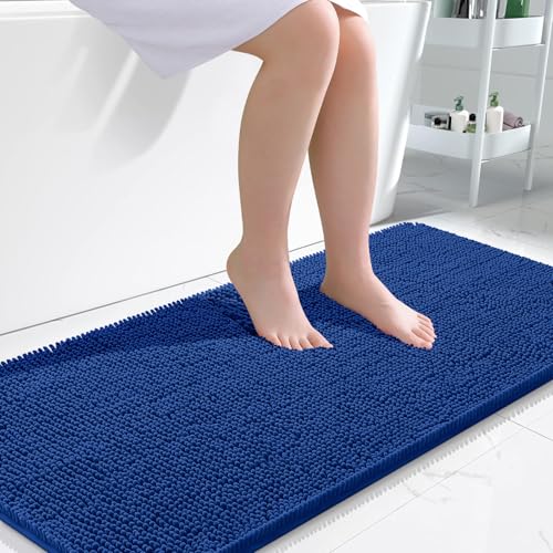 Image of OLANLY Large Bathroom Rugs 45x27, Extra Soft Absorbent Chenille Bath Rugs, Rubber Backing Quick Dry, Machine Washable Bath Mats for Bathroom Floor, Tub and Shower, Home Decor Accessories, Royal Blue