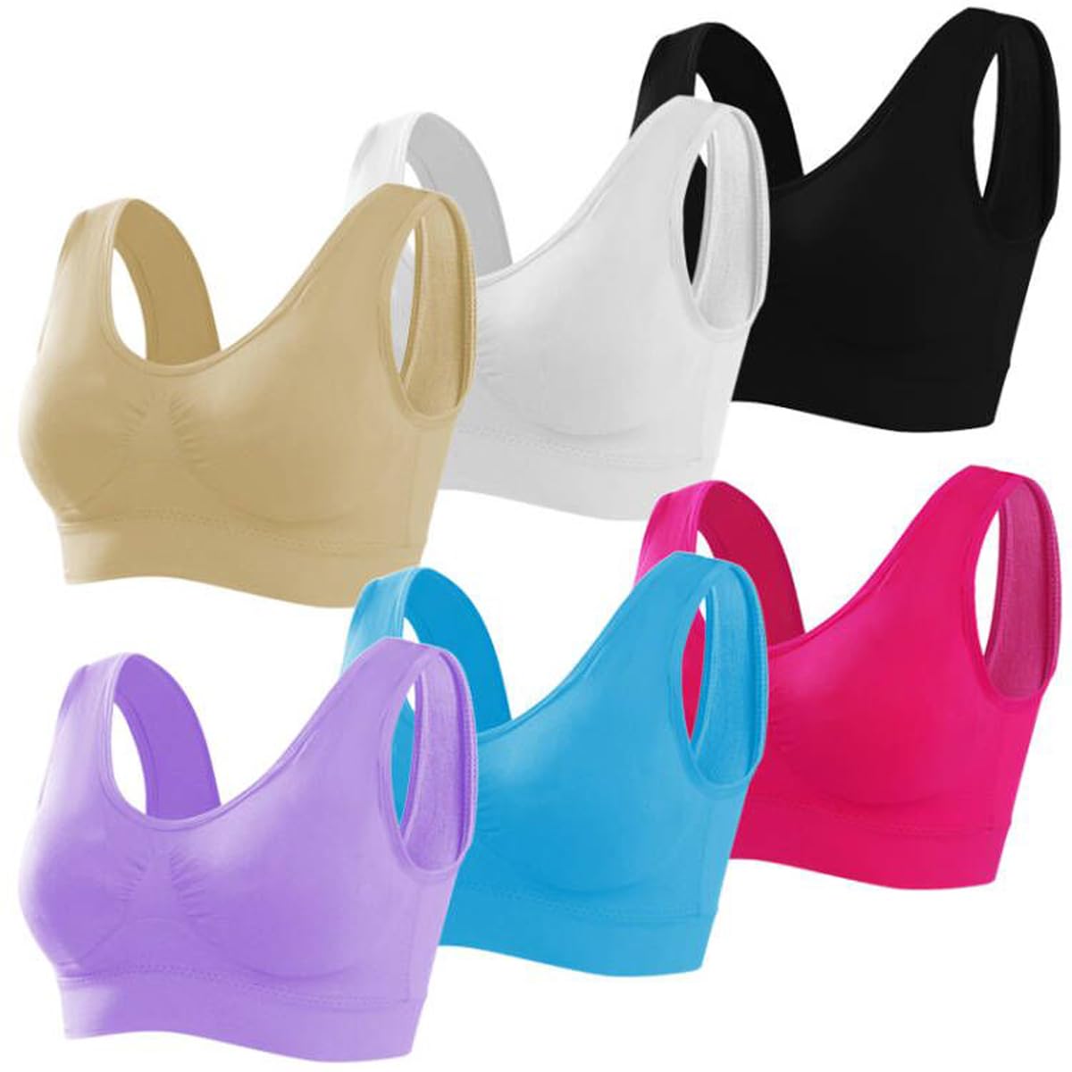 Memoryee Lot de 3 soutiens-gorge de sport pour femme - Grande taille - Inserts sans armatures - Lavables - Rembourrés - Push Up