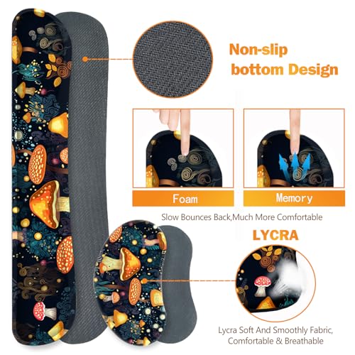 Image of ARTSO Large Gaming Mouse Pad, Keyboard Wrist Rest Pad & Wrist Support Mousepad Set, Stitched Edge, Extended, Non-Slip Base, Memory Foam Desk Mat for Office, Home, Cute Mushrooms