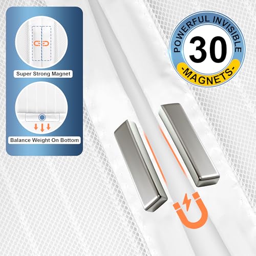 Image of METAONLY Magnetic Screen Door Mesh, Works for Patio, Sliding Door, Keeps Bug Mosquito Out, Fresh Air Flow, Fits 72 inch x 80 inch Door - Curtain Size 74 inch x 82 inch, White