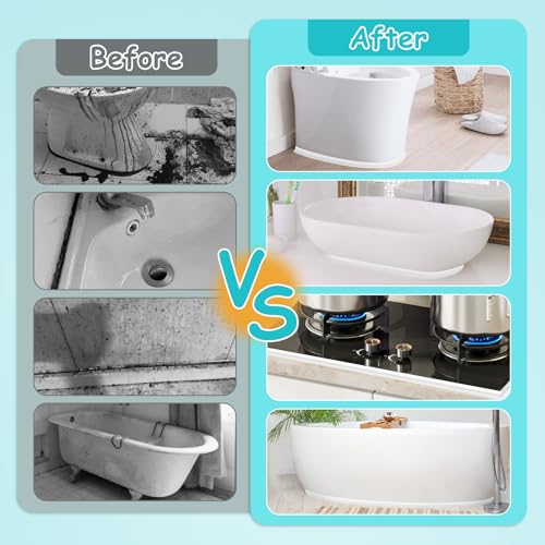 BELICOO 4 Rollen Dichtungsband Selbstklebend, Wasserdichtes Dichtungsband Dusche, PVC Dichtband für Badezimmer, Toilette, Badewanne, Waschbecken, Wandecke, Küche mit Dichtungswerkzeug (38 mm x 3,2 m)