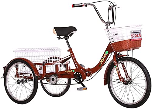 GRDDBZA Adult Tricycle - 3 Wheel Bikes for Adults Shopping Folding Adult Tricycle 20 Inch Trike 3 Wheel Bikes Bicycles with Large Basket Low-Step Through Frame Adjust Saddle