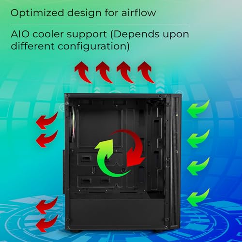 Image of ZEBRONICS Wrath Mid-Tower Premium Gaming Cabinet ATX /MicroATX /MINI ITX, 3X 120mm Front + 1x 120mm Rear Fan, Centre Glow ARGB Fans, RGB LED Modes, Tempered Glass Side Panel, USB 3.0