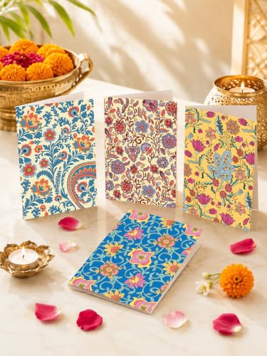 Image of DOODLE Ethnic Floral Blank Notecards with Envelopes - Set of 24 Mini Greeting Cards with 24 Envelopes & 48 Stickers | Thank You Notes, Gift Enclosures & All Occasion Cards