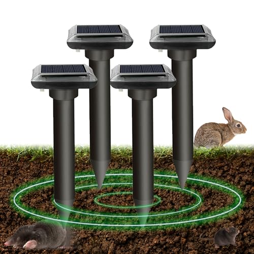 #VerdientProvisionen<br>Sonic Maulwurf Stopper Schrecken IP44 Wasserdicht Wühlmaus für Rasen Solar Maulwurfabwehr Wühlmausvertreiber Wühlmausschreck Garten und Hof Bodenkontrolle Schlange Nagetiere 4 Stück