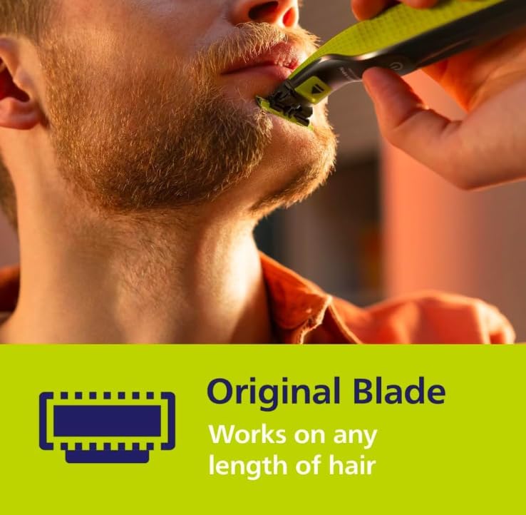 Philips OneBlade - Lame di ricambio anti-attrito 4 lame (2 x 2), compatibili con rasoio elettrico da uomo, viso e corpo, tecnologia anti-irritazione, fino a 16 mesi, modello QP225/5