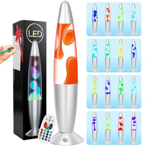 FBSPORT lampara de lavaLamp,17 decoloración Lámpara efecto relajante,Luces nocturnas LED lámparas de lavanda para la decoración del dormitorio, lámparas de oficina adolescentes y niños