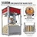 VEVOR Commercial Popcorn Machine, 12 Oz Kettle, 1440 W Countertop Popcorn Maker for 80 Cups per Batch, Theater Style Popper with 3-Switch Control Steel Frame Tempered Glass Doors 1 Scoop 2 Spoons, Red