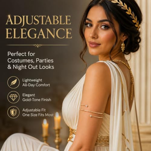 Image of Long tiantian Gold Arm Cuff Upper Arm Armband Greek Goddess Costume Jewelry