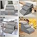 Thihome Hundetreppe für Kleine Hunde, Wasserdicht 3 Stufen Haustiertreppe aus Hochdichtem Schwamm, Abnehmbar Hunderampe mit Waschbar Bezug für Sofa Bett, Grau