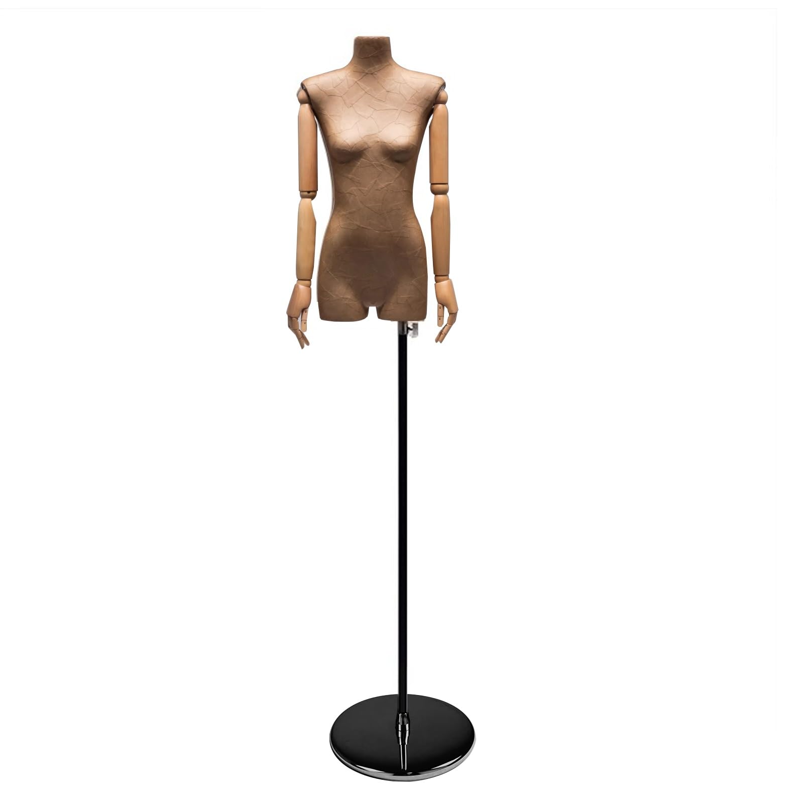 Mannequin Couture Mannequin De Vitrine Femme, Bras Rotatif Et Amovible, Hauteur Réglable 145-185 Cm pour Boutiques De Vêtements(Round Base)