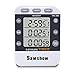 Samshow Digital Kitchen Cooking Timer Clock,3 Channels Simultaneous Timing Countdown Up Pocket Timer, Large Led Display, Loud Alarm, Memory Stopwatch Function, Magnetic Back , White (Battery included)