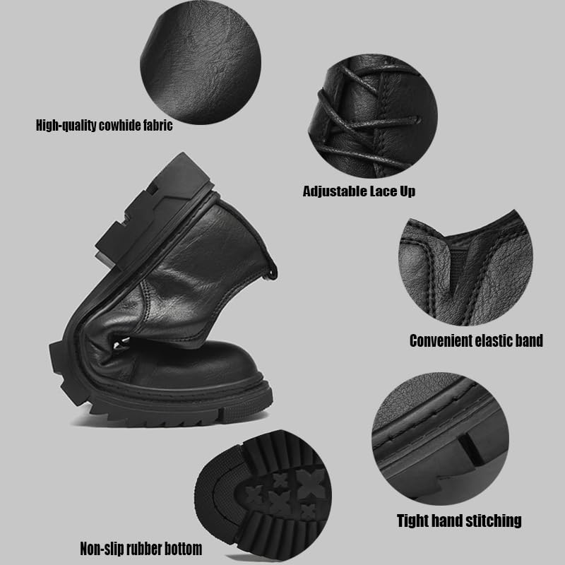 Men's Genuine Leather Lace Up Platform Oxfords Vintage Round Toe Non-Slip Dress Work Shoes Formal Business Wingtip Office Leather Shoe4