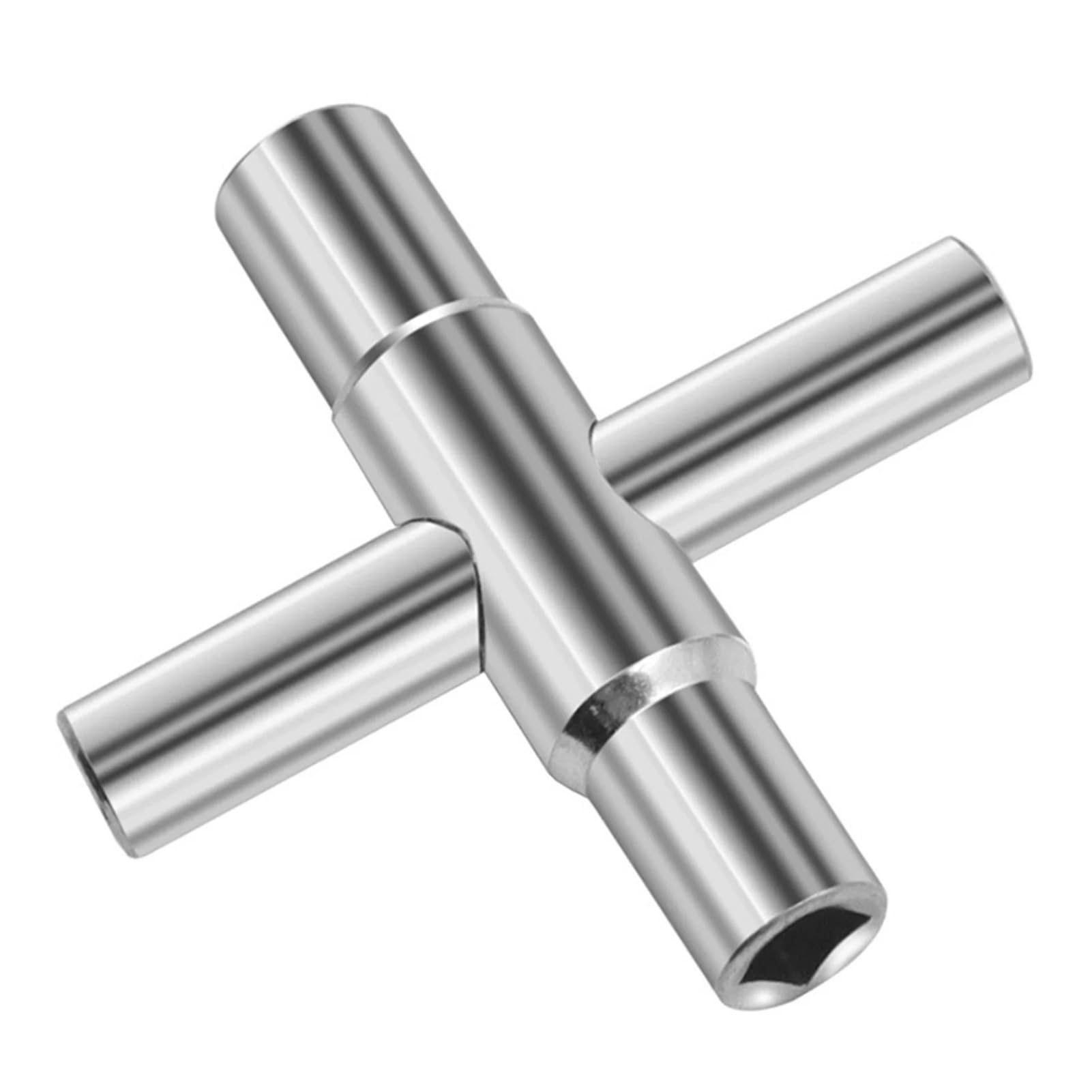 J Shuo 4 Way Steel Sillcock Water Key Silver Manual Bathroom Wrench Hardware Tools for Silcock Faucets