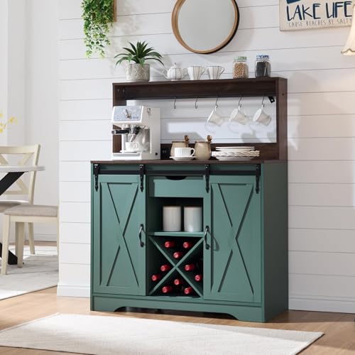 Wnutrees Farmhouse Coffee Bar Cabinet with...