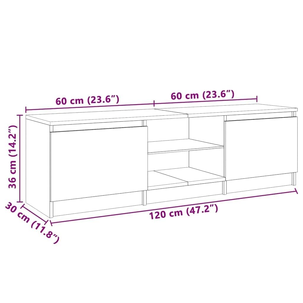 vidaXL Mobile Porta TV con Luci LED Grigio Cemento 120x30x36 cm