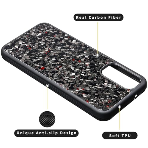Coque rigide Samsung A55 5G carbone forgé petit motif or chic