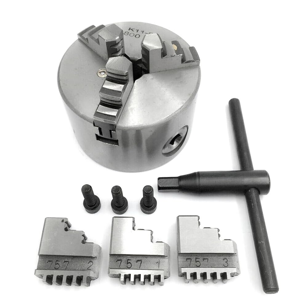 Mandril de torno autocentrante de 3 mordazas de acero plateado de 80 mm y 3", n.° K11-80 para máquinas de rectificado, taladrado y fresado