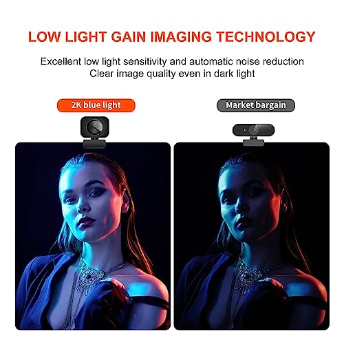 Webcam 2K Full HD USB mini caméra Web avec autofocus pour ordinateur
