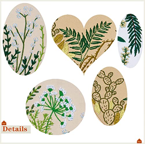 Armindou 3 Sets Embroidery Starter Kits With Leaves Pattern For Adults Beginners, Cactus Stamped Cross Stitch Kit Hand Diy Needlepoint Kit, 3 Embroidery Hoops, 3 Embroidery Fabric, Needles And Threads #TOP5