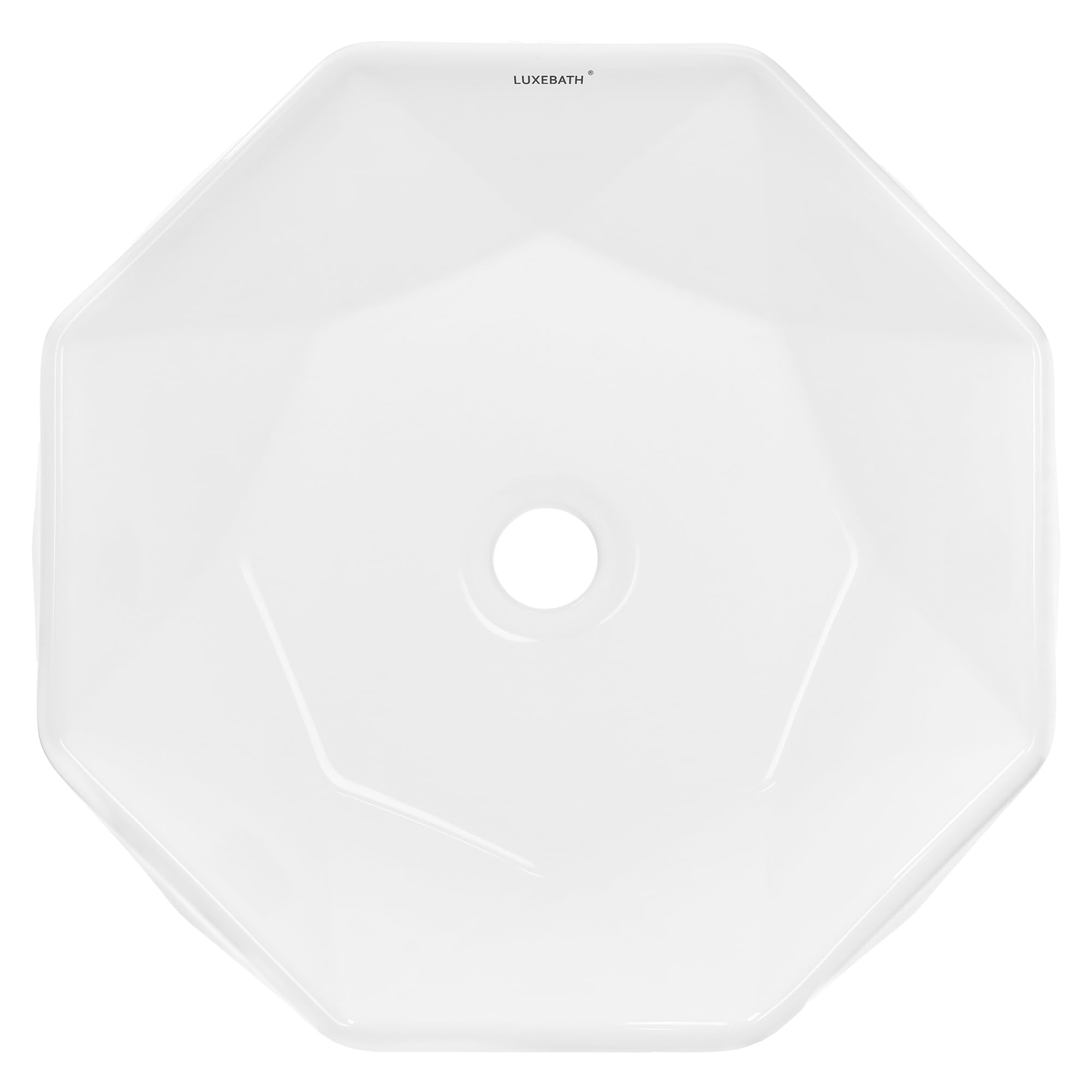 LuxeBath Lavabo Cerámica Blanco Brillante En Forma De Diamante Ø 420 x 135 mm Incl. Juego De Desagüe Sin Rebosadero 100 mm Lavamanos Moderno De Encimera/Colgante Con Fijación A La Pared Para Baño