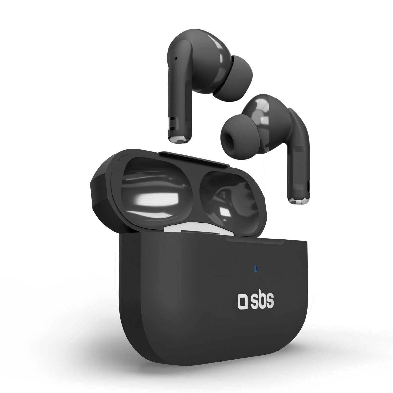 SBS Air Kab Max TWS Cuffie Auricolari In-Ear True Wireless Stereo | Custodia con Ricarica Wireless, Hall Switch, Dual Leader, Comandi Touch, per Smartphone, Tablet, Laptop, Autonomia 5h, Nero