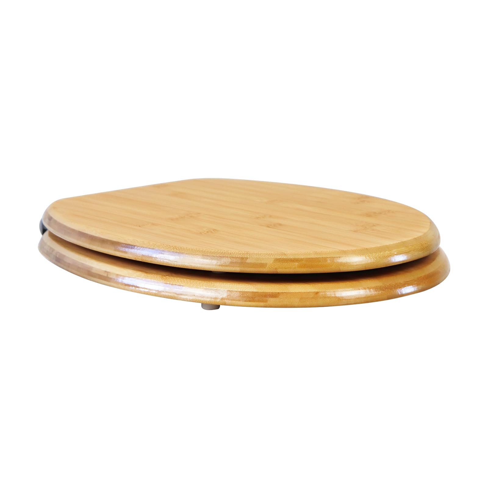Asiento de inodoro de madera maciza natural, asiento de inodoro de madera de bambú, asiento de inodoro de cierre suave con bisagras de metal, fácil de instalar y fácil de limpiar (bamboo02)
