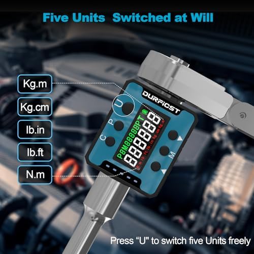 Bild 4 - DURFICST Drehmomentschlüssel Digital, 1/2" Digitaler Drehmomentadapter mit Ton- und Lichtalarm, Digitaler Drehmomentschlüsse,Bereich 4–135 N.m, Geeignet für Autos, Fahrräder, Motorräder