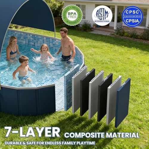 Image of Foldable Pool with Canopy,10FT NonInflatable Above Ground Swimming Pools | Inner Diameter 102 inchx72 inchx20 inch, Durable PVC, Oversize Thickened, Easy Setup