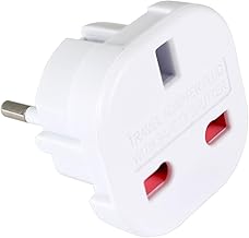 OcioDual Steckdosenadapter England, Reiseadapter Typ G, Adapter England Deutschland Stecker, UK Adapter Auf EU, Reiseadapter UK, Europaischer zu UK Stecker, 3-Pin zu 2-Pin, Weiss
