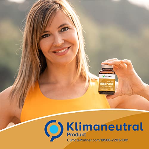 Foto von Pflanzliches Eisen aus Curryblatt mit 40 mg natürlichem Vitamin C aus Acerola | im Glas | Eisen mit 100% NRV | Vegan | Nur 1 Kapsel täglich | 2-Monatsversorgung