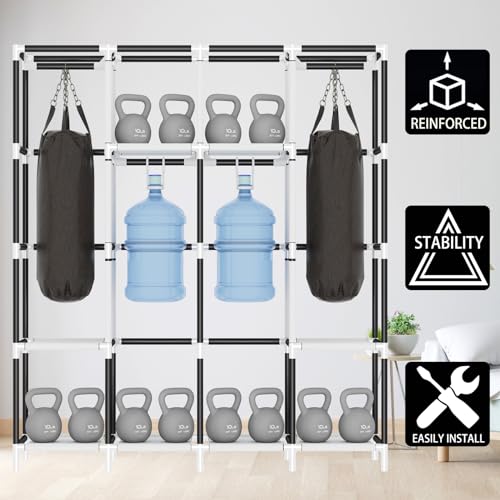 OPPAIYA Extra large Canvas Wardrobe Heavy Duty, Triple Fabric Wardrobes, 165 x 165 x 45 cm,4 Hanging Rails, 8 Side Pocket, Temporary Wardrobes for Bedroom, Pop up Wardrobe, Easy Assemble, Grey - Image 8