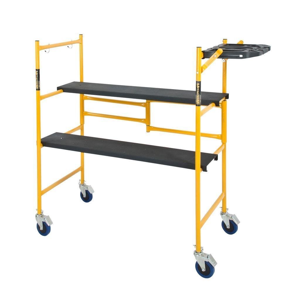 Metaltech I-IMCNAT 500 lb. Load Capacity Mini Rolling Scaffold with Tool Shelf, 4' x 4' x 2'