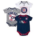 Outerstuff Chicago Fire MLS Adidas Infant Navy/Grey/White Hat Trick 3 Piece Creeper Set
