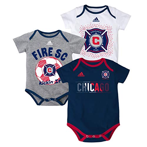 Outerstuff Chicago Fire MLS Adidas Infant Navy/Grey/White Hat Trick 3 Piece Creeper Set
