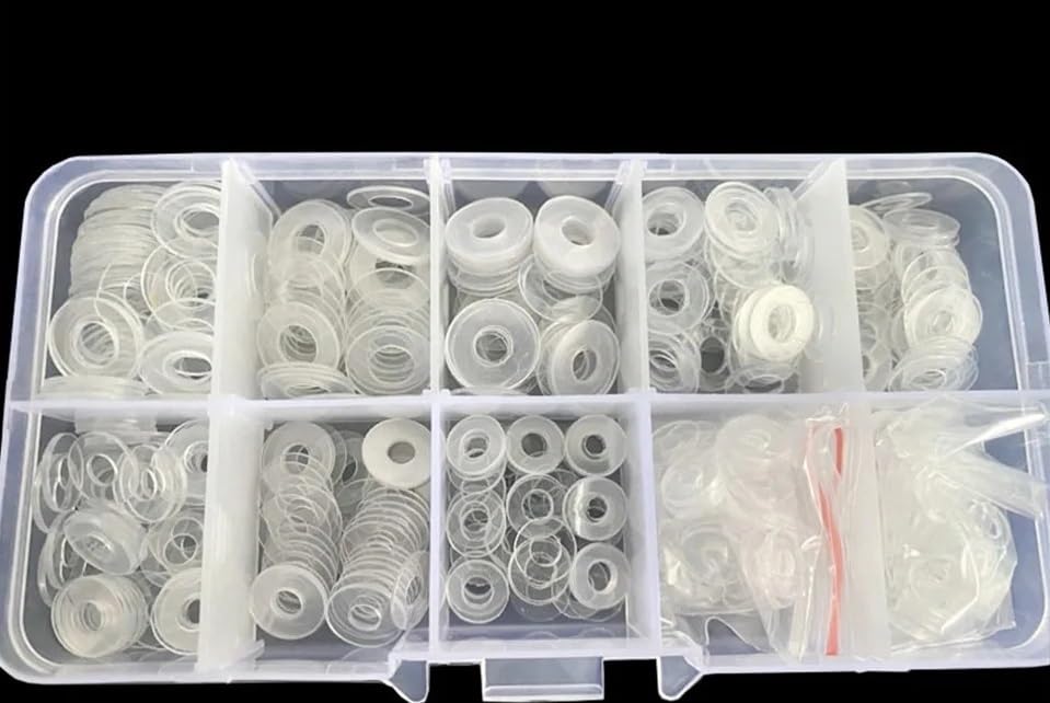 M2 M3 M4 M5 M6 M8 M10 M12 M14 M20 PVC Washers Set Hard Plastic Nylon Gasket Transparent Insulation Flat Paded Assortment Kit(Nylon black 1set)