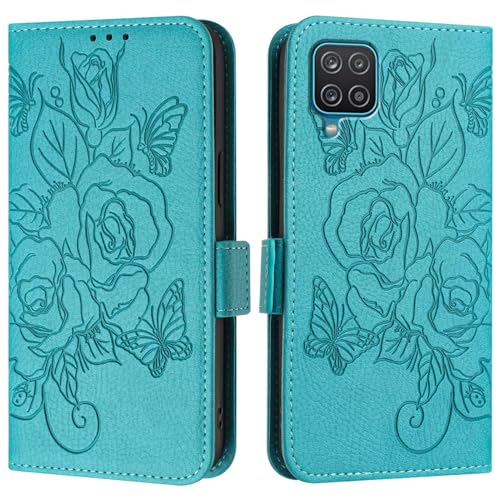 Étui portefeuille pour téléphone portable Samsung A12 idéal pour voyager léger en bleu ciel