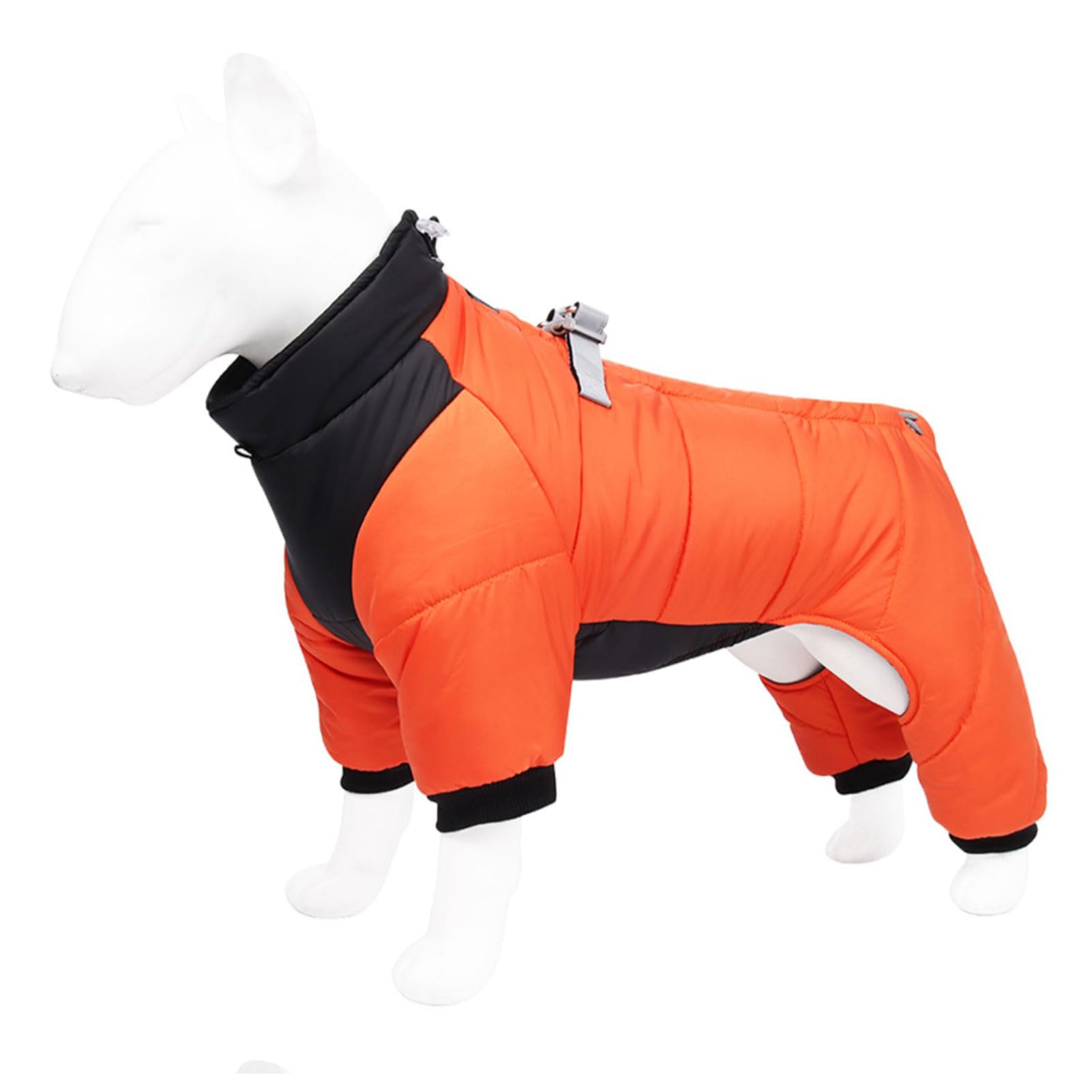 APMOE Dog Coats Waterproof with Legs and Harness Hole for Small Medium Large Dogs, Cold Weather Reflective Dog Jacket Vest for Puppy, Bichon Pomeranian Corgi Bulldog(Size:X-Large,Color:Orange)
