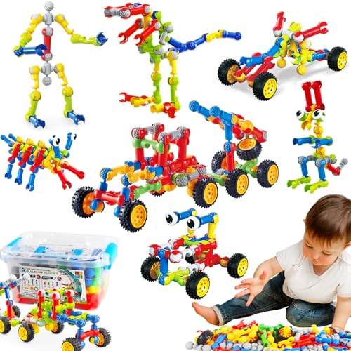 Yumiga STEM Building Toys for 3 4 5 6 7 8 Year Old Boys Girls, 125 Pcs for 5 Year Old Building Blocks Educational STEM Kit Learning Creative Toys for 3-5 4-8 5-7 6-8 Kids, Birthday Gifts for Kids
