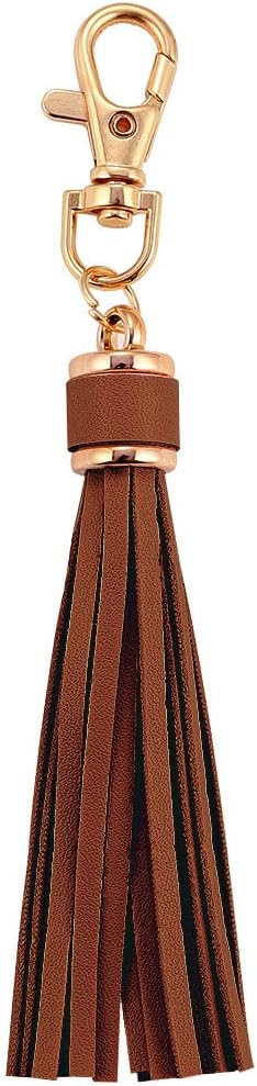 MSCFTFB 10pcs Tassel Purse Charm,Leather Keychain,Key Chain for Car Keyring Purse Accessory Bag Charm Gift for Mom(Chocolate)
