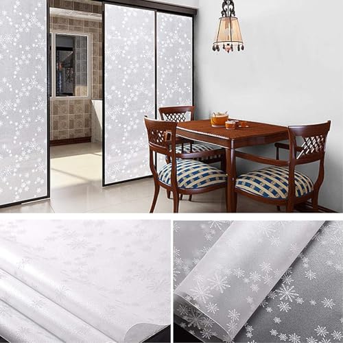 Image of WALLMATE Self Adhesive Window Film Frosted 3D Glass Door Window Frosted Film for Home /Office /Bathroom & Living Room Multicolor Frosted Film (16 x 144 Inch, Snowflake)