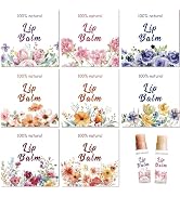 CRASPIRE 80Pcs 8 Styles Lip Balm Sticker Flower Self-Adhesive Homemade Lip Balm Labels Vintage Sq...